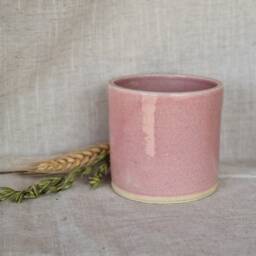 Pink Ceramic Planter, Handmade Glazed Beaker, Candy Floss Plant Pot, 200Ml Rose Vessel, Unique British Gift, Handcrafted Pots - thumbnail 3