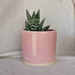 Pink Ceramic Planter, Handmade Glazed Beaker, Candy Floss Plant Pot, 200Ml Rose Vessel, Unique British Gift, Handcrafted Pots