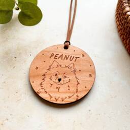 Pomeranian Christmas Bauble Personalised Wooden Pet Ornament - thumbnail 3