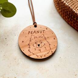 Pomeranian Christmas Bauble Personalised Wooden Pet Ornament - thumbnail 2