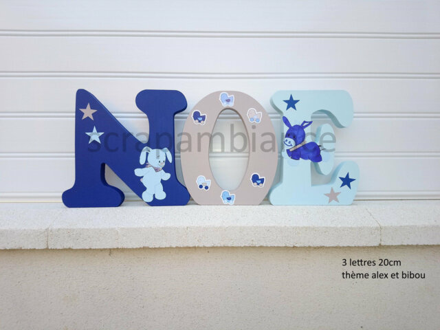Wooden Letter, First Name, Letter To Put Down, Baby Personalized Alex & Bibou Theme Birth Gift
