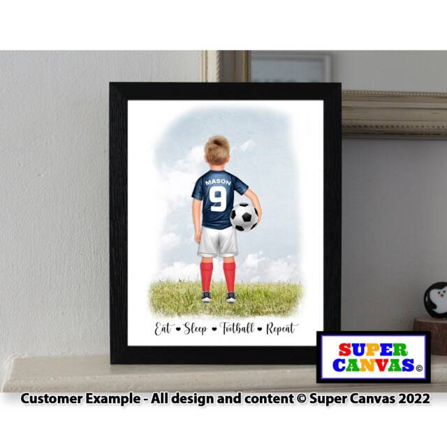 Football Theme Happy Birthday Boy Son Grandson Friend Brother Nephew Handmade Personalised Custom Framed A4 A3 Print Present Gift - image 1
