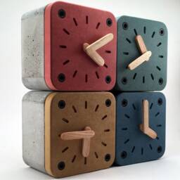 Wood & Concrete Desk Clock, Concrete Desk Organization, Industrial Style Nordic Kids Room Decoration Hygge - thumbnail 1