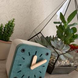 Wood & Concrete Desk Clock, Concrete Desk Organization, Industrial Style Nordic Kids Room Decoration Hygge - thumbnail 2