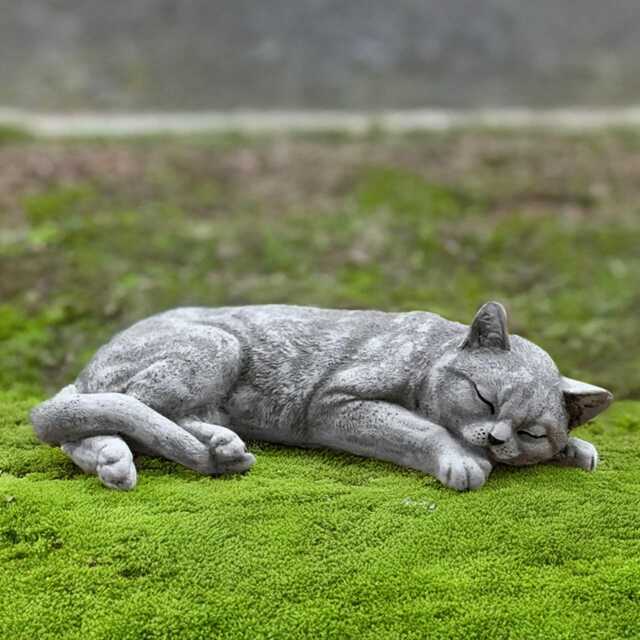 Stone Kitten Sculpture Outdoor Sleeping Cat Statue Garden Figurine Cement Pet Ornament Memorial Kitty Decoration Kitten Lover Gift - image 1