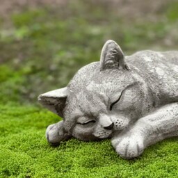 Stone Kitten Sculpture Outdoor Sleeping Cat Statue Garden Figurine Cement Pet Ornament Memorial Kitty Decoration Kitten Lover Gift - thumbnail 2