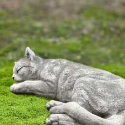 Stone Kitten Sculpture Outdoor Sleeping Cat Statue Garden Figurine Cement Pet Ornament Memorial Kitty Decoration Kitten Lover Gift - thumbnail 3