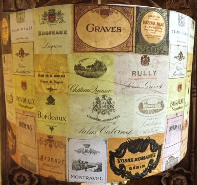 Vintage Wine Label Lampshade Handmade Decoupage Drum Shade - image 1