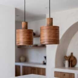 Rustic Walnut Light Fixture For Dining Room , Mid Century Lamp, Wood Chandelier Stylish Kitchen Decor - thumbnail 3