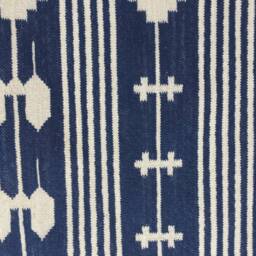 Multi Sizes Blue & White Stripes Handmade Cotton Rug Dhurrie - Dark Colour - thumbnail 3