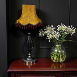 Gold Paisley Fabric Lampshades With Black Fringe Handmade in The UK For Table & Floor Standard Lamp Shades, Ceiling Lights, Wall Lights - thumbnail 3
