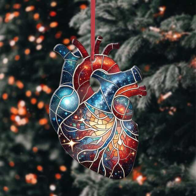 Anatomical Heart Christmas Ornament, Doctor Gift, Acrylic/Wood - image 1