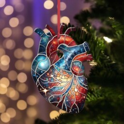 Anatomical Heart Christmas Ornament, Doctor Gift, Acrylic/Wood - thumbnail 3