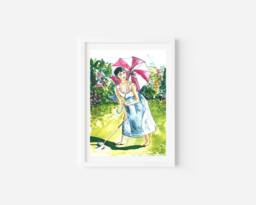 Audrey Hepburn Golf Watercolor Print Whimsical Augusta Art - thumbnail 1