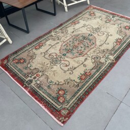 Turkish Rug, Turkey Kitchen Rugs, Rugs For Bedroom, Vintage Beige Anatolian 3.8x6.9 Ft Area Oushak Handmade Floor - thumbnail 3