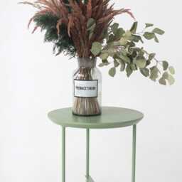 Green Round Coffee Table, Small Round Side Modern Bedside Cute End Minimalistic Plant Stand - thumbnail 3