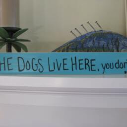 The Dog Lives Here You Don't-Dog Or Cat Lover Hand Painted Sign - thumbnail 3