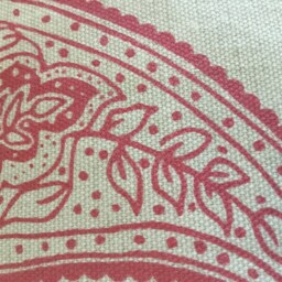 Paisley Cushion Cover in Soft Red On Cream Linen - thumbnail 3