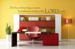 "Vinyl Wall Art Decal - Proverbs 2925 ""The Fear Of Man Lays A Snare, But Whoever Trusts in The Lord Is Safe." - thumbnail 1