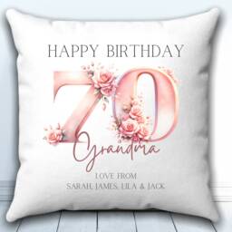 70Th Birthday Cushion, Birthday Gift For Her, Gifts Women, Personalised 70Th, Age Gift, Gift Grandma, For Friend, Mum, Nana - thumbnail 2