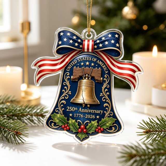 Liberty Bell 250Th Usa Ornament, America Anniversary Acrylic Decor, 1776 2026 Patriotic Christmas Gift, Freedom Keepsake - image 1