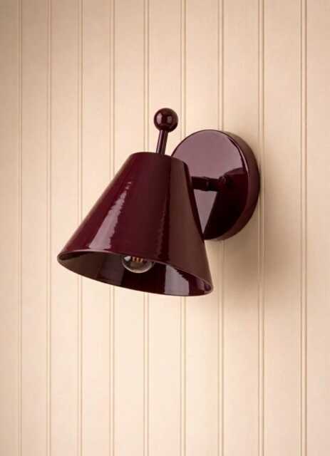 Handcrafted Wine Color Wall Sconce Mid Century Cone Burgundy Reading Lamp Oxblood Red Bedside Light Italian Modern Lighting Home D??cor - image 1