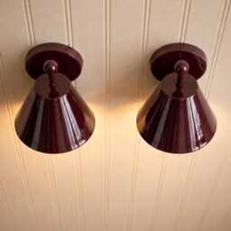 Handcrafted Wine Color Wall Sconce Mid Century Cone Burgundy Reading Lamp Oxblood Red Bedside Light Italian Modern Lighting Home D??cor - thumbnail 3