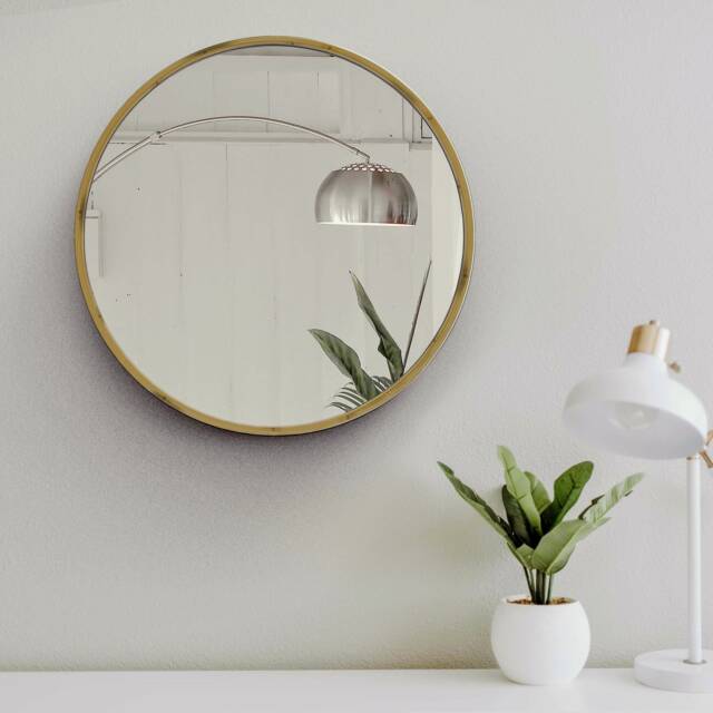 Handmade Bamboo Round Wall Mirror Minimalist Boho Decor - image 1