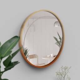Handmade Bamboo Round Wall Mirror Minimalist Boho Decor - thumbnail 2