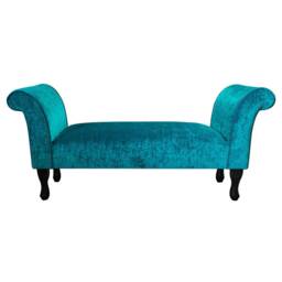 Teal Crush Medium Window Seat - Traditional Blue Bed End Bench Handmade in Britain - thumbnail 2