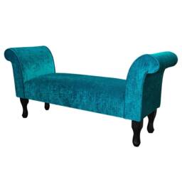 Teal Crush Medium Window Seat - Traditional Blue Bed End Bench Handmade in Britain