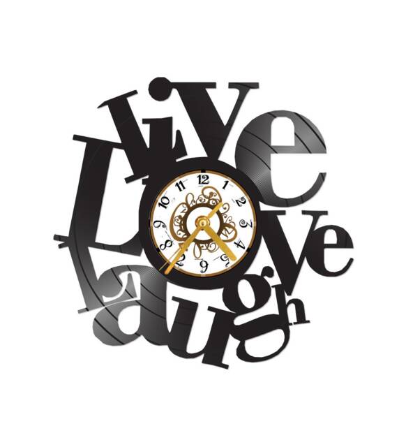 Free Shippinglive, Love, Laugh Vinyl Record Clock - image 1