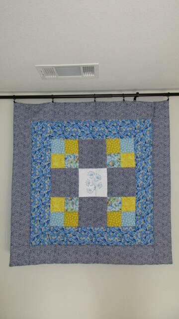 Blue & Yellow Flowers Embroidered Throw Quilt - image 1