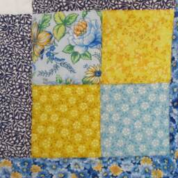 Blue & Yellow Flowers Embroidered Throw Quilt - thumbnail 3