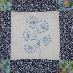 Blue & Yellow Flowers Embroidered Throw Quilt - thumbnail 2