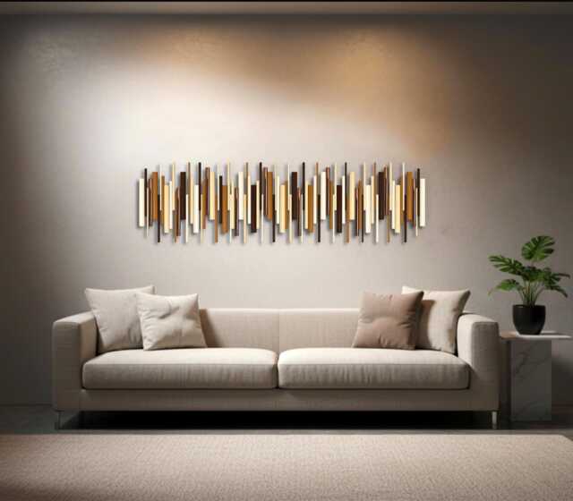 Neutral Wood Wall Sculpture, Minimalist Beige Brown Decor, Modern 3D Statement Piece - image 1