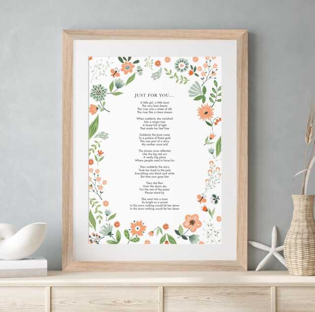 Use Your Own Words Personalised Poem Print Anniversary Gift Framing Floral Wall Decor Handmade Custom Made Wedding Remembrance - image 1