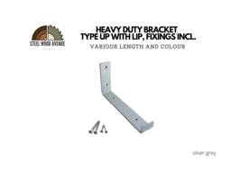 Silver Grey Metal Shelf Bracket Heavy Duty Powder Coated Steel Supports For Floating Shelves, Industrial Rustic Hardware - thumbnail 1