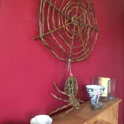 Willow Spider, Web Sculptures, Bugs, Halloween Decorations, Eco Friendly, Wall Hanging, 9Th Anniversary, Autumn Father's Day - thumbnail 2