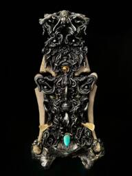 Ursula's Pewter Pendant, Bone, Agate, Quartz, Amethyst, Jade, Geode, Obsidian, Tiger's Eye, Turquoise Sculpture