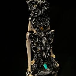 Ursula's Pewter Pendant, Bone, Agate, Quartz, Amethyst, Jade, Geode, Obsidian, Tiger's Eye, Turquoise Sculpture - thumbnail 3