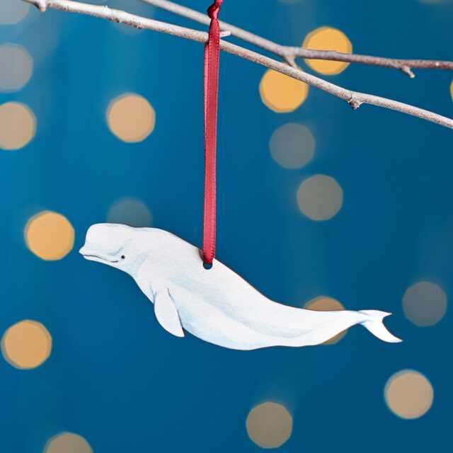 Beluga Whale Christmas Tree Decoration, Birch Plywood Ornament, Animal Lover Gift, Festive Watercolour Art, Traditional Keepsake - image 1