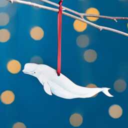 Beluga Whale Christmas Tree Decoration, Birch Plywood Ornament, Animal Lover Gift, Festive Watercolour Art, Traditional Keepsake