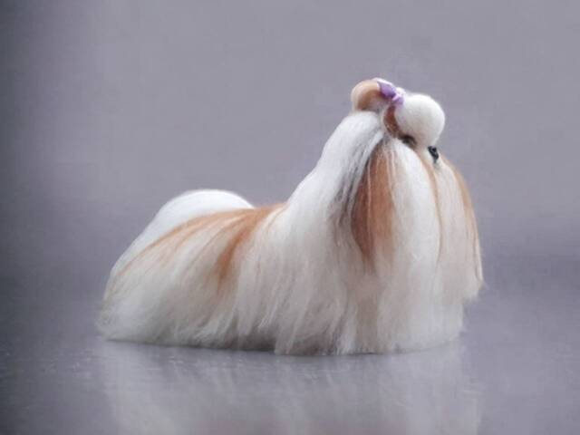 Example. Shih Tzu Dog Figurine Miniature Felted Realistic Sculpture Handmade Ooak Made To Order - image 1
