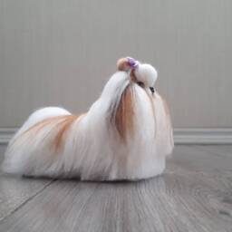 Example. Shih Tzu Dog Figurine Miniature Felted Realistic Sculpture Handmade Ooak Made To Order - thumbnail 3