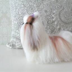 Example. Shih Tzu Dog Figurine Miniature Felted Realistic Sculpture Handmade Ooak Made To Order - thumbnail 2