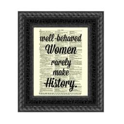 Feminist Art Print, Well Behaved Women Quote, Upcycled 1897 Dictionary Page - thumbnail 1