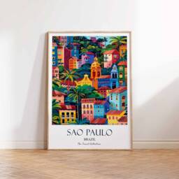 Sao Paulo Print, Travel Poster, Brazil Tropical Decor, Wall Art, Latin Gift - thumbnail 2