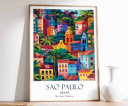 Sao Paulo Print, Travel Poster, Brazil Tropical Decor, Wall Art, Latin Gift - thumbnail 1