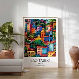 Sao Paulo Print, Travel Poster, Brazil Tropical Decor, Wall Art, Latin Gift - thumbnail 3